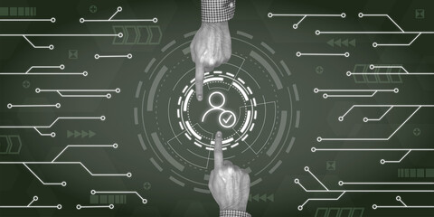 Finger pointing Technology Business Profile Person Icons Background 