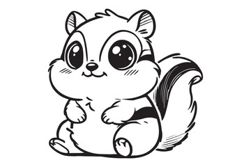 Cute cartoon chipmunk outline 