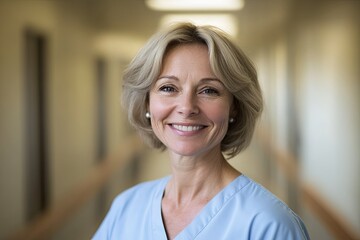 Smiling healthcare professional exuding warmth and confidence in