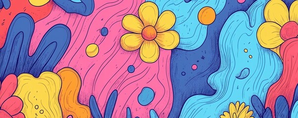 Vibrant abstract floral art with bold colors and flowing patterns