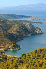 Fototapeta premium Aerial view of coastal landscape in Greece, Peloponnese