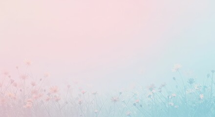 Pastel wildflower field with soft gradient background
