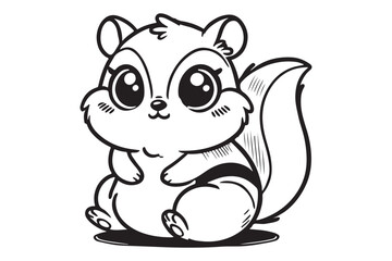 Cute cartoon chipmunk outline 