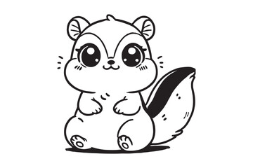 Cute cartoon chipmunk outline 