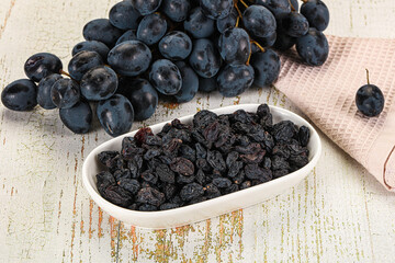 Dry ripe sweet blue raisin