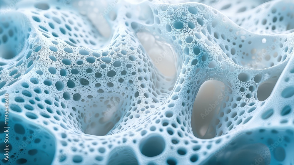 Poster abstract 3d render intricate blue cellular structure