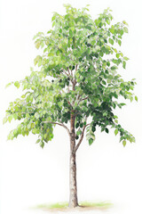 Obraz premium A Detailed Watercolor Painting of a Walnut Tree with Rich Textures