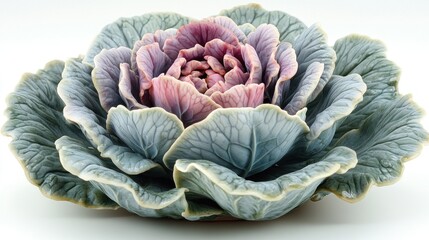 Obraz premium A beautifully crafted porcelain cabbage flower sculpture with intricate details and soft colors