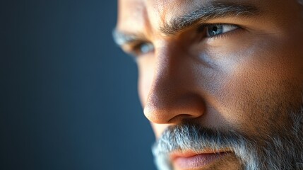 Obraz premium Mature male with intense gaze and gray beard close-up