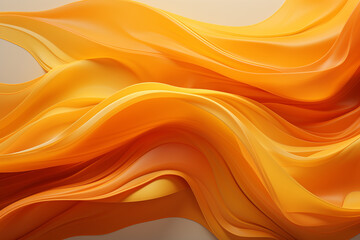 Abstract 3D Render of Dynamic Orange Flowing Fabric