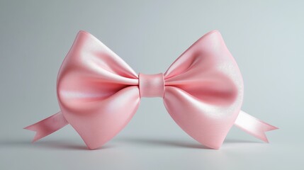 Naklejka premium Elegant pink satin bow on gray background