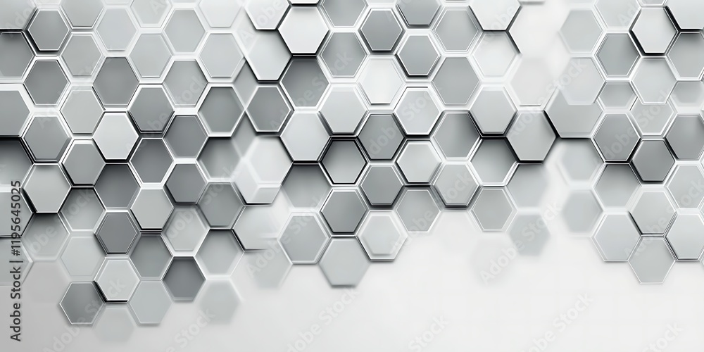 Poster geometric minimal background with abstract linear hexagons grid. vector grey polygonal honeycomb des