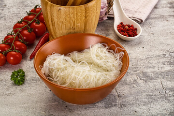 Glass noodle funchoza in the bowl
