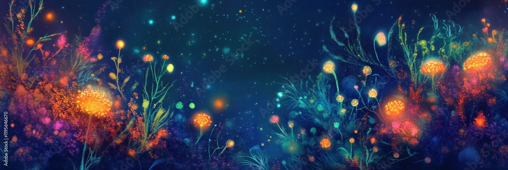 Leinwandbilder exploring a magical microscopic ecosystem full of friendly microbes in vibrant colors and lively for