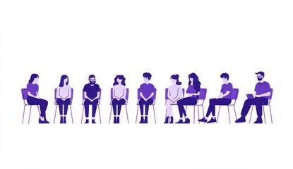 A simple illustration of people sitting in chairs, waiting for their turn to be seen by the doctor Generative AI