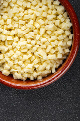 mozzarella cheese for pizza grated cheese fine fresh tasty food dish delicious gourmet food background on the table rustic food top view copy space