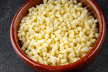 mozzarella cheese for pizza grated cheese fine fresh tasty food dish delicious gourmet food background on the table rustic food top view copy space