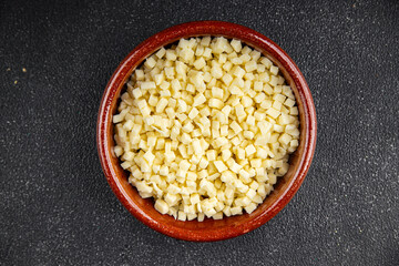 mozzarella cheese for pizza grated cheese fine fresh tasty food dish delicious gourmet food background on the table rustic food top view copy space