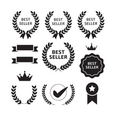 Best seller badges retail promotion elements silhouette   vector 