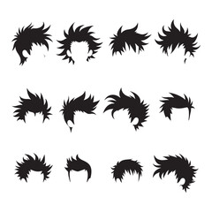 Stylized hair silhouettes vector art illustration 