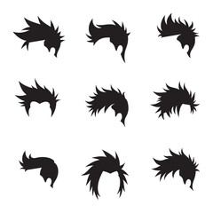 Stylized hair silhouettes vector art illustration 
