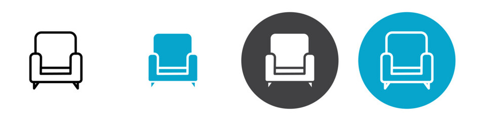 single sofa icon Vector illustration in black