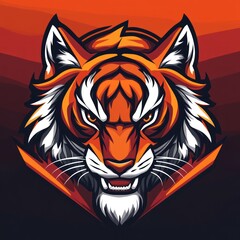 Obraz premium Fierce tiger head graphic design, dramatic background