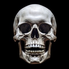 Obraz premium Vampire Skull on Black Background. Dead and Scary Evil Horror Skeleton for Halloween