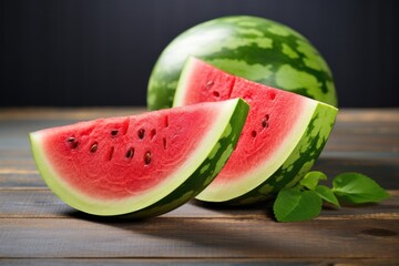 Watermelon Slice on White Background - Fresh Isolated Melon with Green and Red Colors. Perfect for Healthy Food Concepts