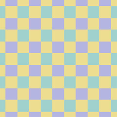 Checkered seamless pattern. Pastel green, yellow and lilac check pattern.