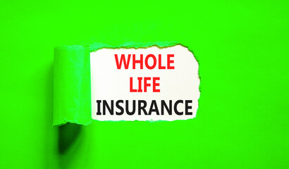 Whole life insurance symbol. Concept words Whole life insurance on beautiful white paper. Beautiful...