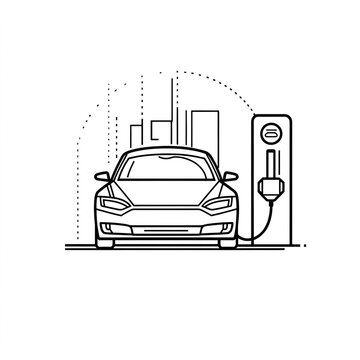 black ev car charging station clip art preview
