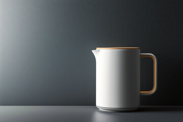 Modern minimalist electric kettle in a matte white finish with subtle gold accents.