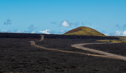 Volcanic Terrain and Highway near Mauna Kea