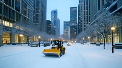 Morning Snowplow Maintaining City Traffic Routes