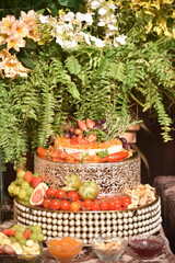 party buffet tasty finger food, savory and sweet dinner