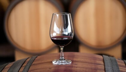 close-up-of-a-wine-glass-on-a-barrel 