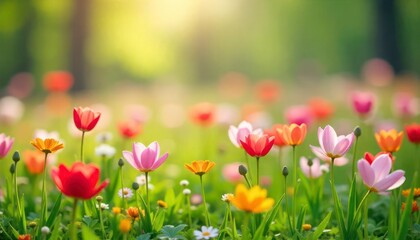 Fototapeta premium olorful-flowers-meadow-in-a-spring-day