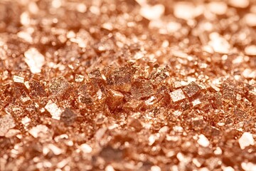 Rose gold flakes sparkling and shimmering, creating a luxurious textured background ideal for beauty, fashion, and design projects, adding elegance and glamour to any composition