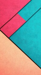 Fototapeta premium A vibrant arrangement of textured paper in shades of pink, teal, and orange, showcasing a modern and artistic aesthetic.