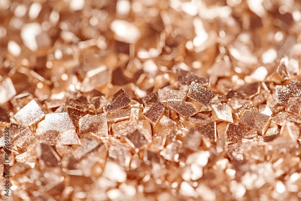 Poster rose gold glitter crystals are creating a sparkling textured background, perfect for adding a touch 