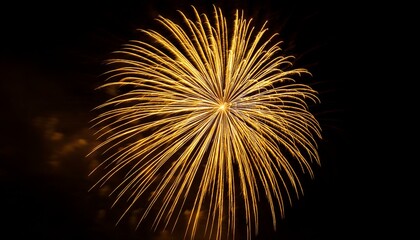 Fototapeta premium single yellow fireworks closeup in black background