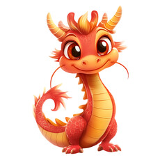 Naklejka premium Adorable Cartoon Red Dragon Baby Illustration Digital Art fun cute myth lucky fiery happy sweet 