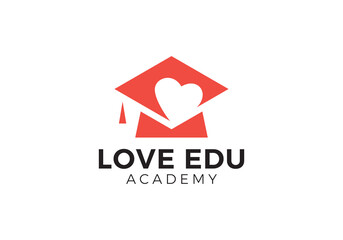 Fototapeta premium graduation with love logo. education symbol design concept