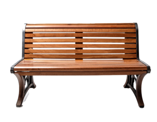 Wooden bench isolated on white Background, cutout