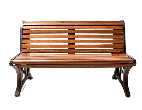 Wooden bench isolated on white Background, cutout