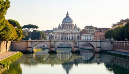 Fototapeta premium t-peters-cathedral-over-the-aelian-bridge-rome-it