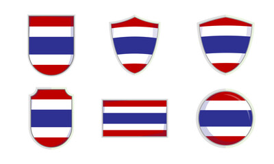 Thailand national flag shield Badge element set