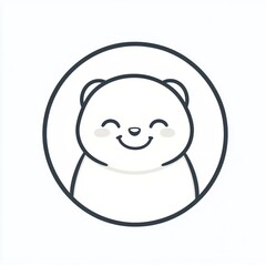 Obraz premium Happy panda icon, circle frame, white background, profile picture, avatar
