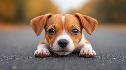 Small Dog Looking at the Camera Featuring a Cute Jack Russel Terrier and Cavalier King Charles Spaniel Generative AI